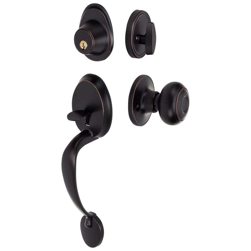 Front Door Handleset With Interior Door Knob Contemporary Style Callista Collection